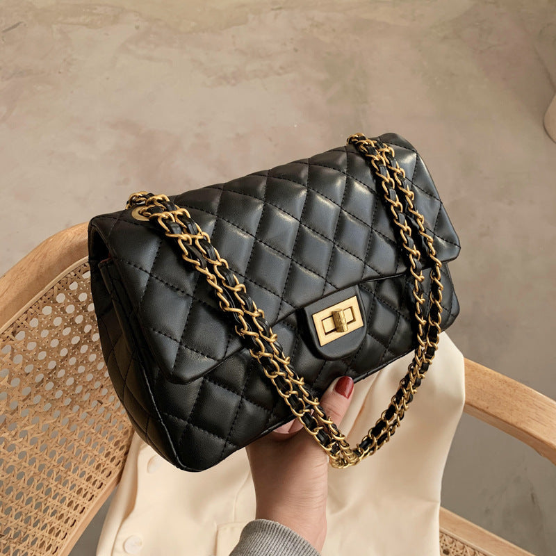 Classic Black Luxury Diamond Shoulder Bag